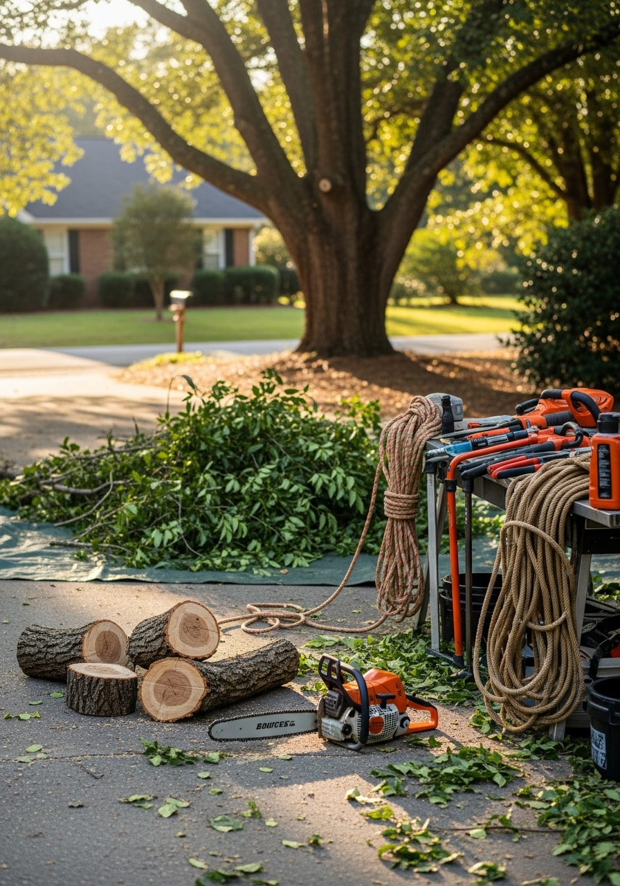 Technician performing detailed work on an Angier home, highlighting professional care and skill.